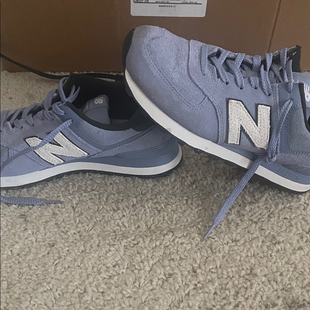 New Balance Light Blue Suede Low-Top Sneakers